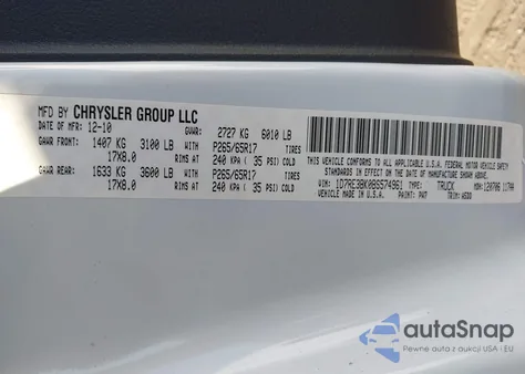 2011 Ram Dakota Bighorn/Lonestar z USA, uszkodzony, nr VIN 1D7RE3BK0BS574961